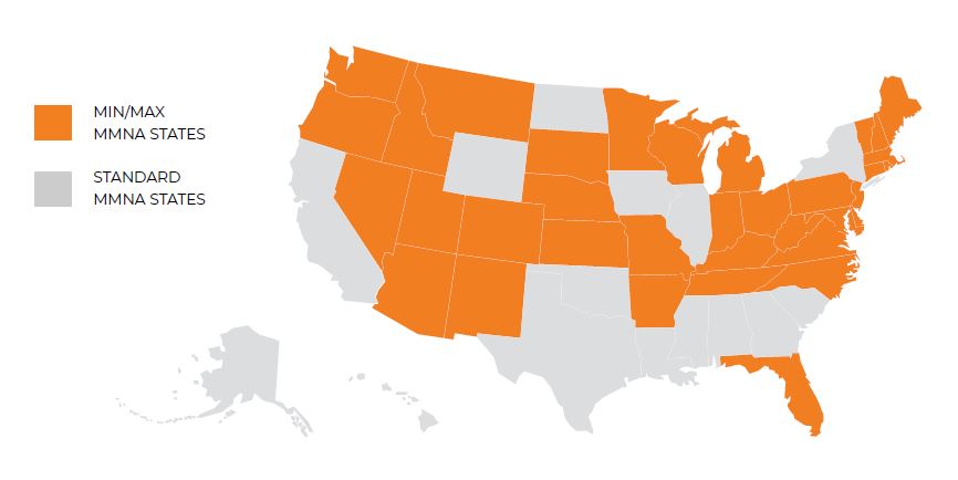 min-max vs standard MMNA states map