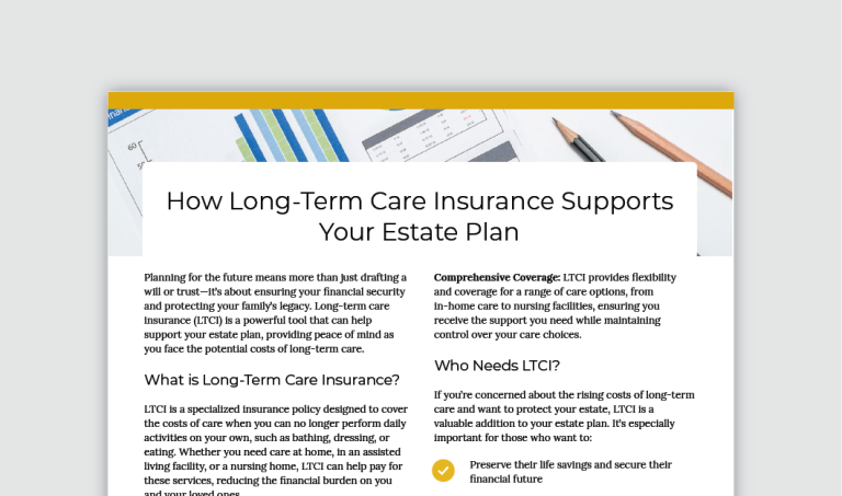 How LTCI Supports Your Estate Plan