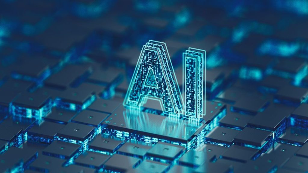 AI letters on electronic board